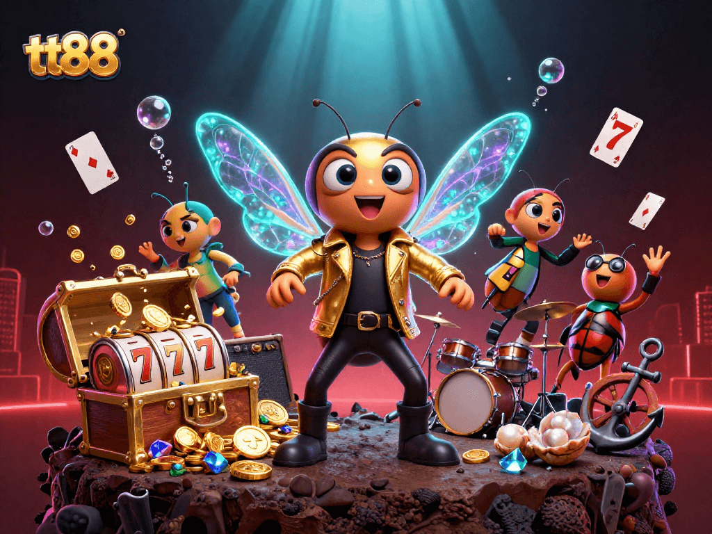 Win big at tt88 with vibrant casino games, bursting with energy and excitement in a dazzling illustration.