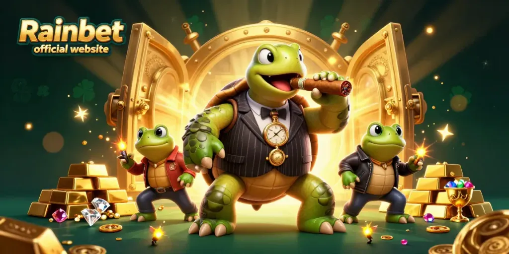 Win big on the Rainbet official website with our lively casino illustration featuring vibrant characters.