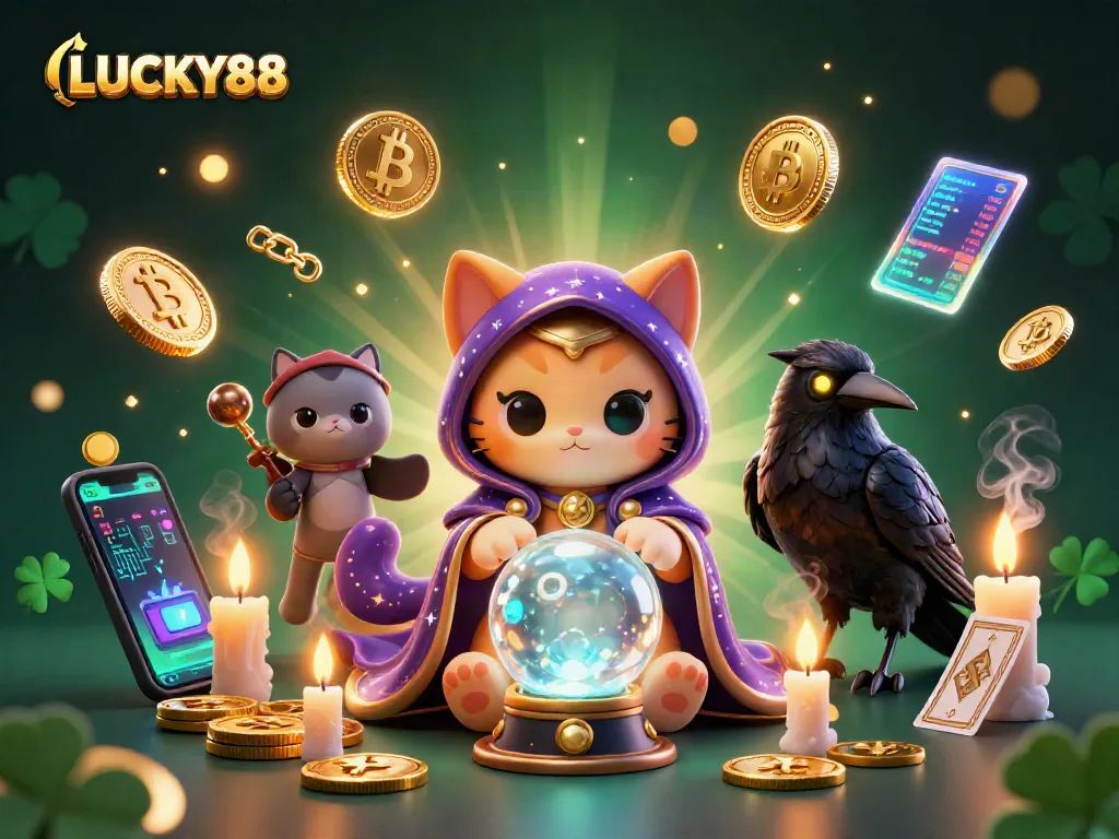 Spin to win with LUCKY88 in a captivating fortune-telling 3D casino scene full of mystical elements.