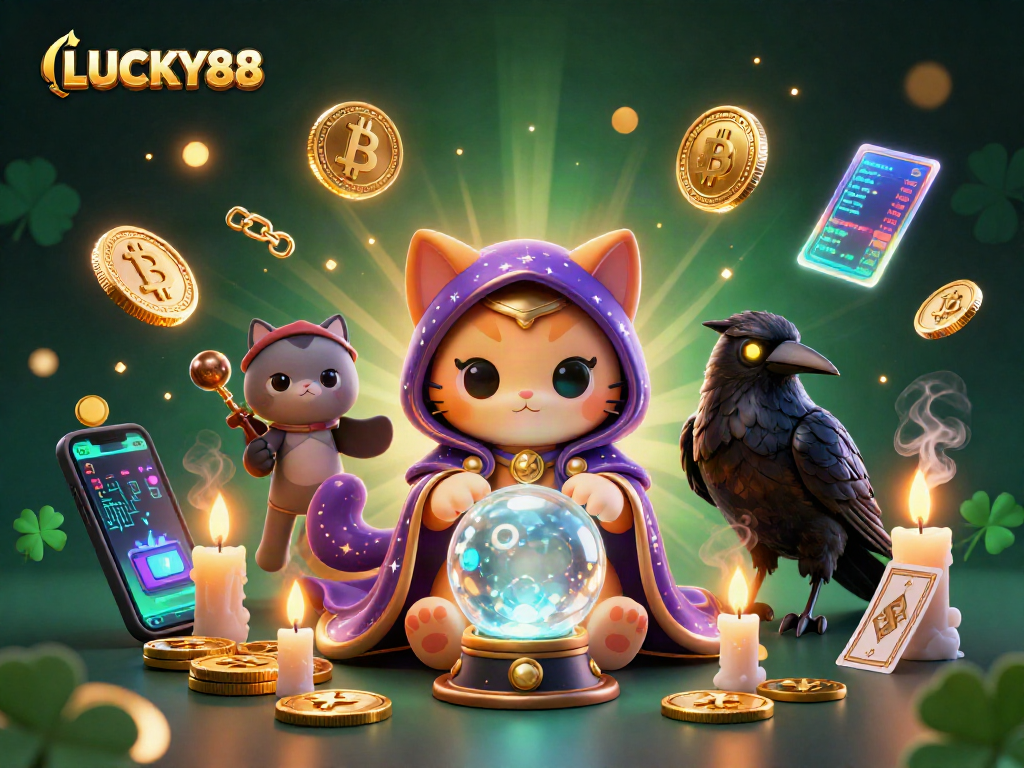 Spin to win with LUCKY88 in a captivating fortune-telling 3D casino scene full of mystical elements.