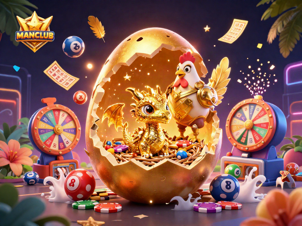 Experience the thrill of interactive gaming at MANCLUB with colorful lottery balls and vibrant prize elements.