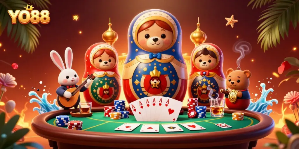Join the thrill of gaming at YO88 with vibrant visuals and engaging casino scenes.