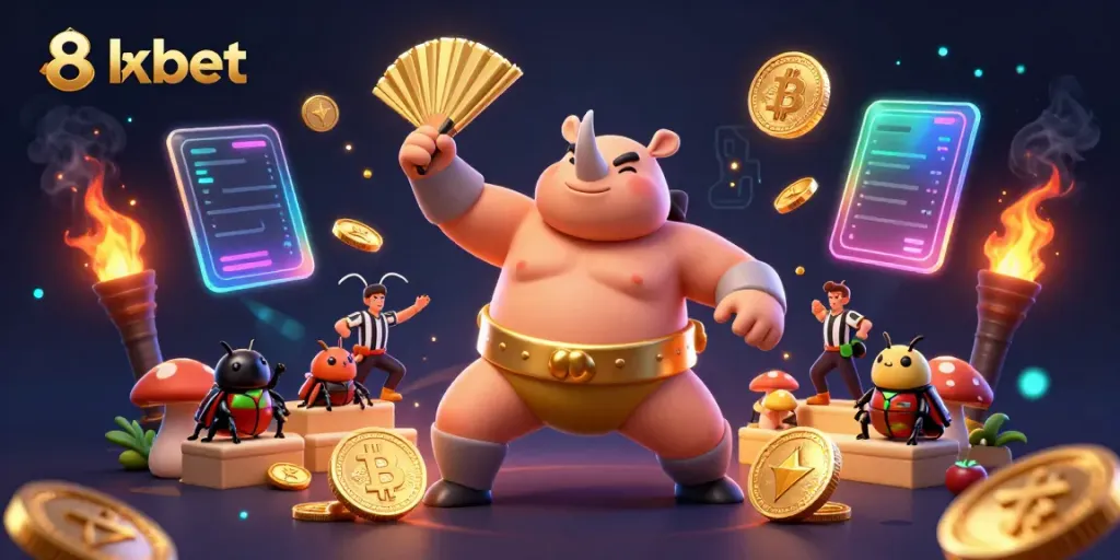Experience thrilling gaming with 8xbet as the sumo champion beetle stomps golden coins!