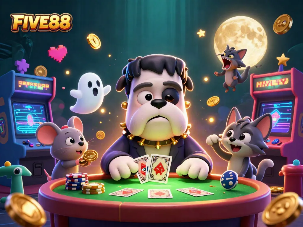 FIVE88 offers a thrilling 3D casino experience with vibrant characters and dynamic game elements.