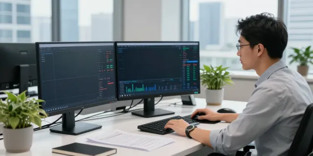 Dynamic trading environment featuring slate capivex technology in action with stock data analysis.