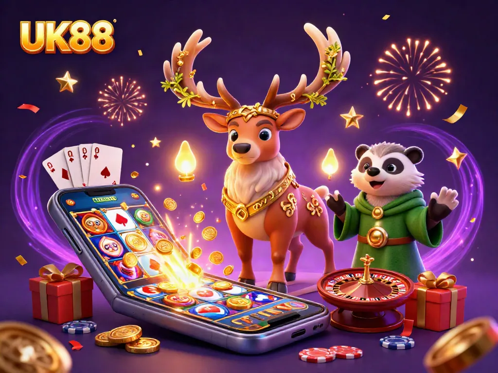Bet on exciting reels with UK88 featuring a druid stag and charm-filled gaming elements.