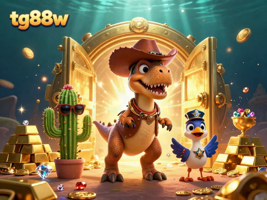 Engage in exciting gameplay with tg88w in a vibrant casino-themed scene filled with treasure and adventure elements.