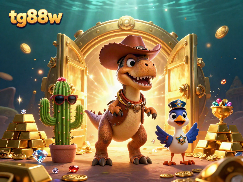 Engage in exciting gameplay with tg88w in a vibrant casino-themed scene filled with treasure and adventure elements.