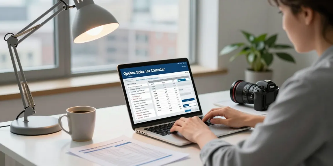 Using the quebec sales tax calculator 2026 in a home office for efficient tax calculations.