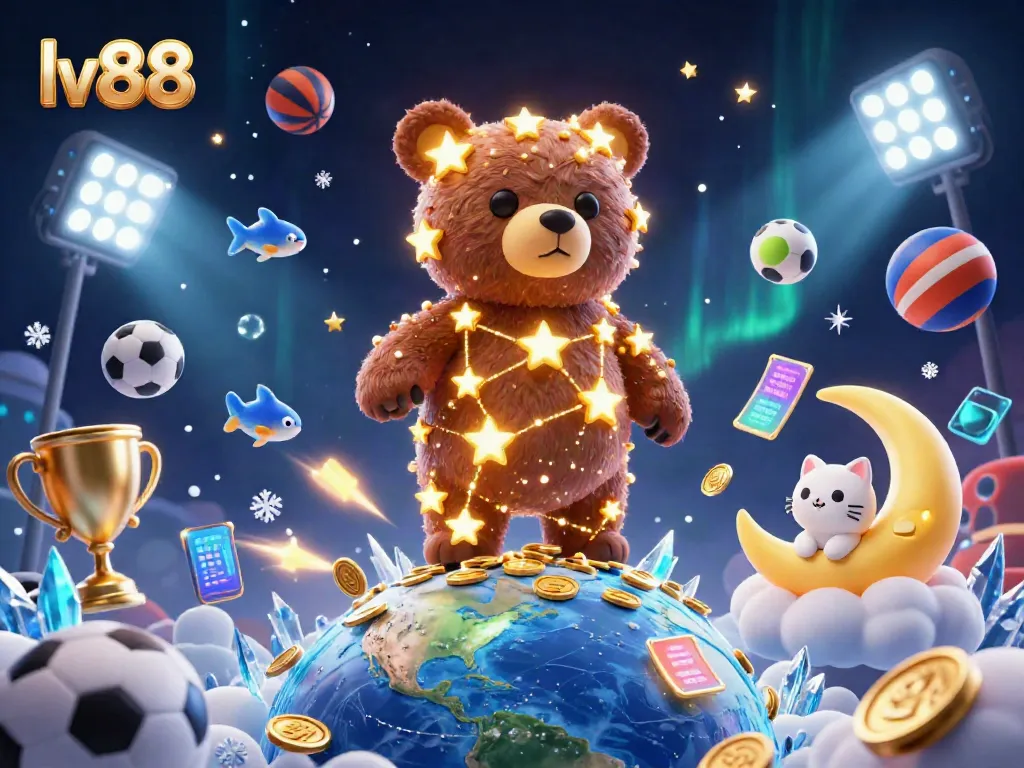 Experience the excitement of lv88 with golden coins and sports elements flying around.