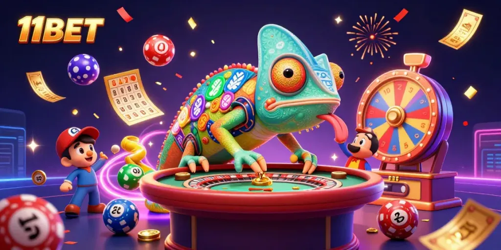 Experience thrilling games with 11BET, featuring exciting lottery balls and a vibrant casino atmosphere.