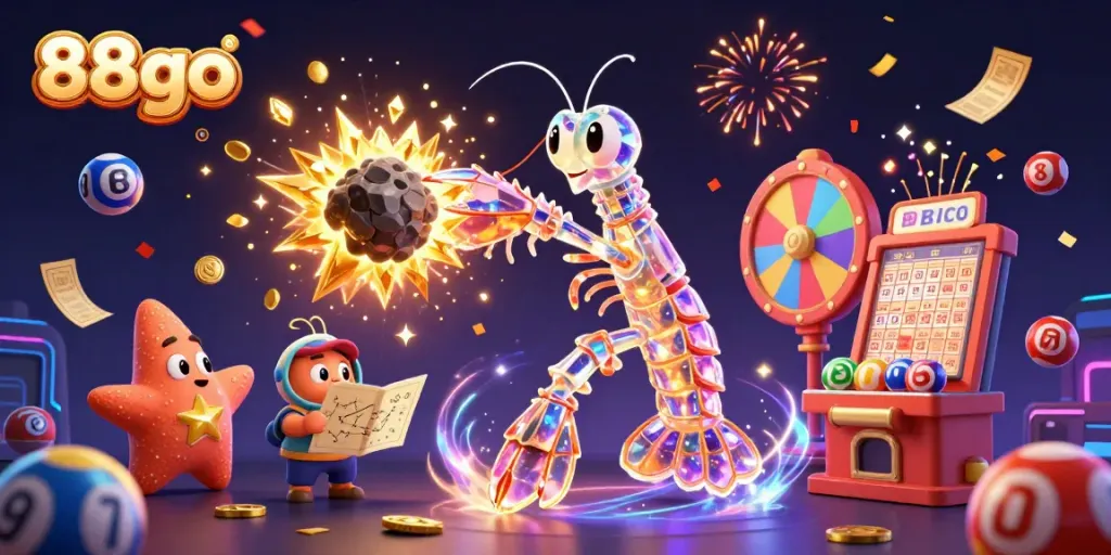 Experience the thrilling world of 88go with vibrant lottery elements and an explosive galactic design.
