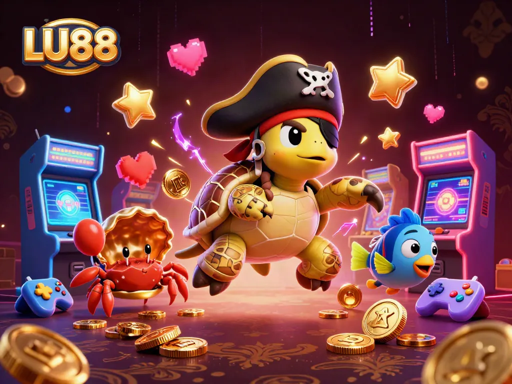 Play exciting games like LU88 with a 3D pirate turtle and dynamic casino elements.