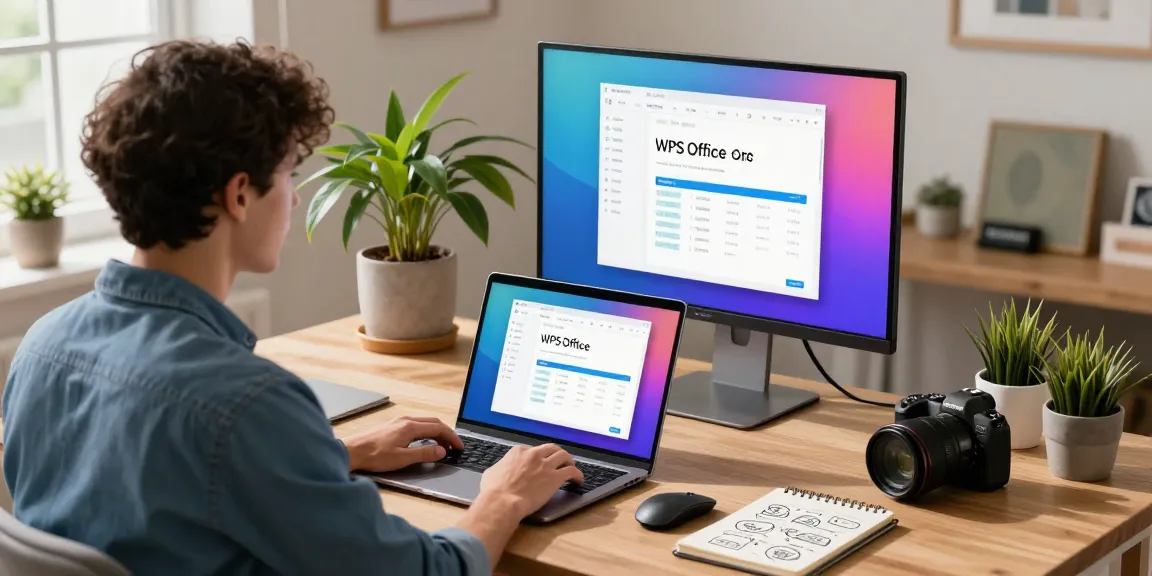 Experience the simplicity of WPS Download in a modern workspace with user-friendly interface elements.