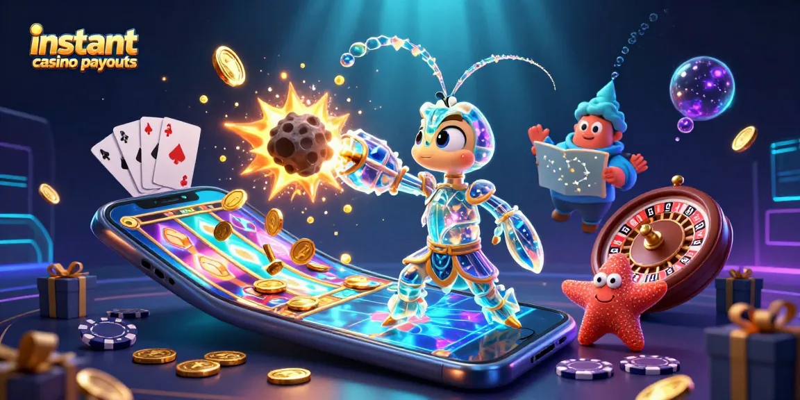 Experience instant casino payouts with vibrant characters and engaging game elements in this dynamic scene.