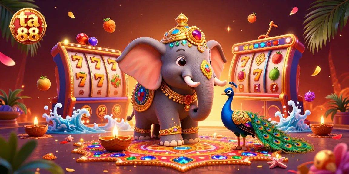 Experience thrilling excitement at ta 88 with colorful 3D slot reels and festive decorations.