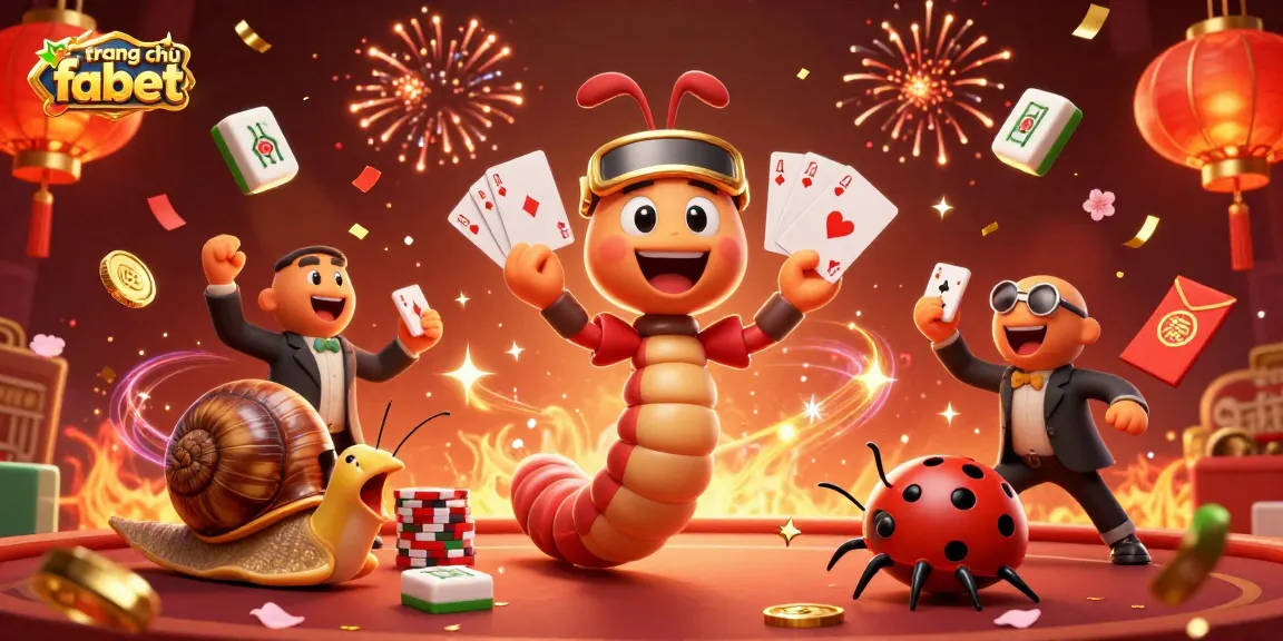 Engage with the energetic scene at trang chủ fabet, featuring a lively millipede dealer and a high-roller snail in a vibrant casino atmosphere.