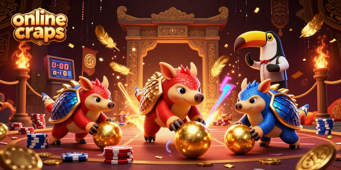 Experience excitement in online craps with pangolin rivals competing amidst stacks of poker chips.